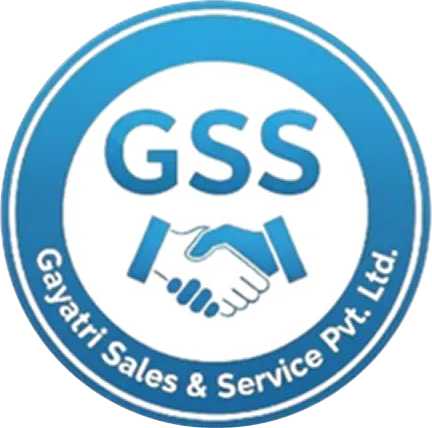 A blue and white logo featuring "GSS" above two shaking hands, encircled by the text "Gayatri Sales & Service Pvt. Ltd."